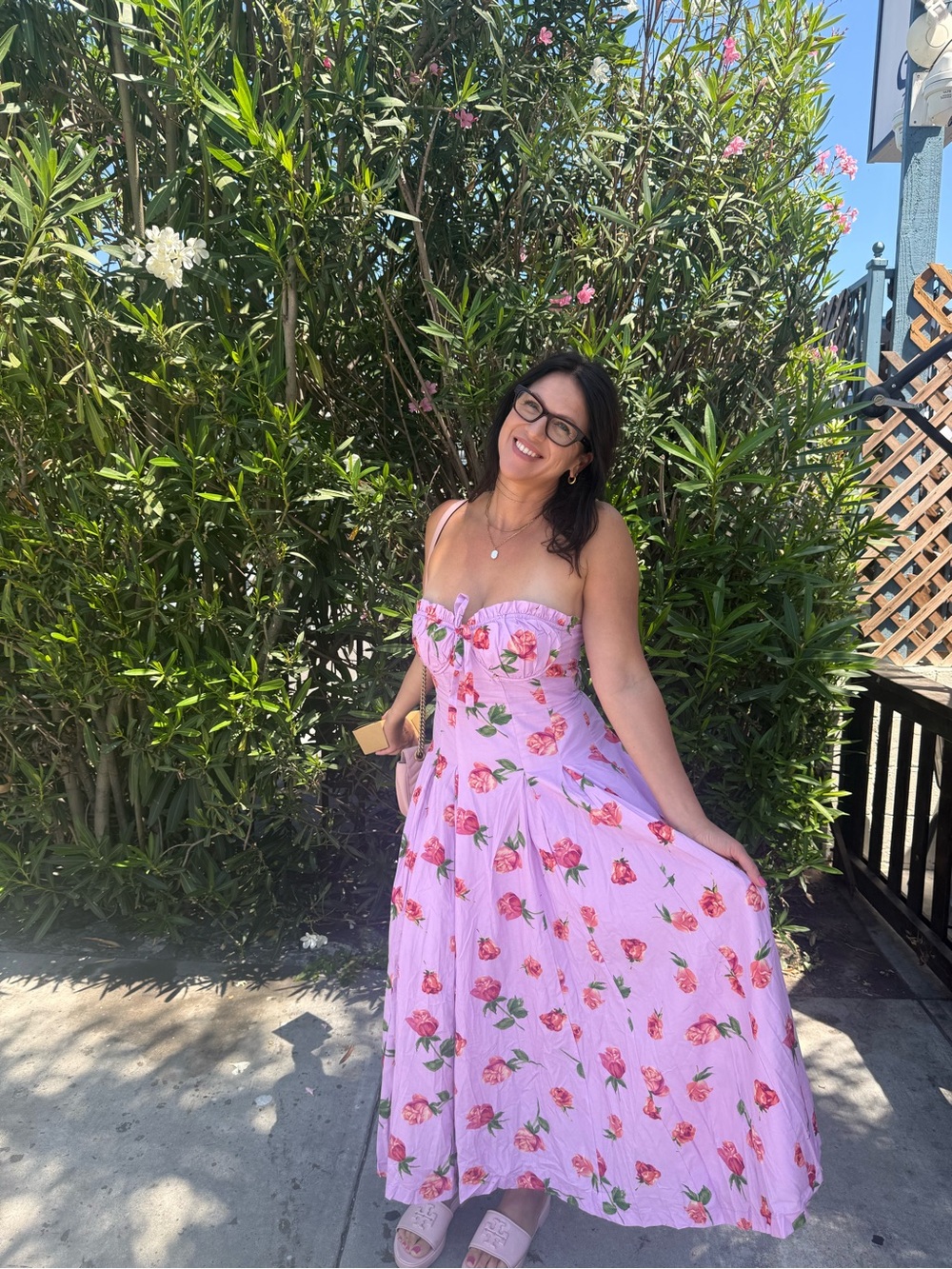 Vici Lilac Strapless Floral Maxi Dress